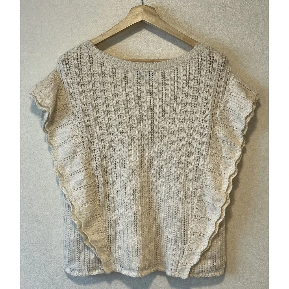 IRO Dafgan Alpaca Wool Blend Sweater Size Medium Cream Open Knit Country Cottage - Picture 2 of 7